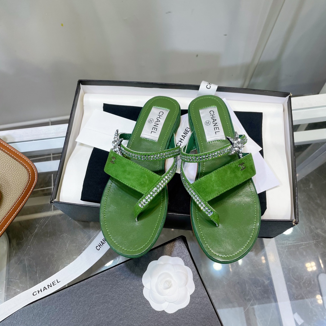 Chanel Sandals Green For Women, Women’s Shoes