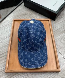 GUCCI Canvas Baseball Cap Blue