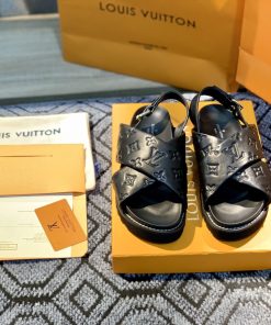 Louis Vuitton Paseo Flat Comfort Sandal Black For Women LV 1A9RDO