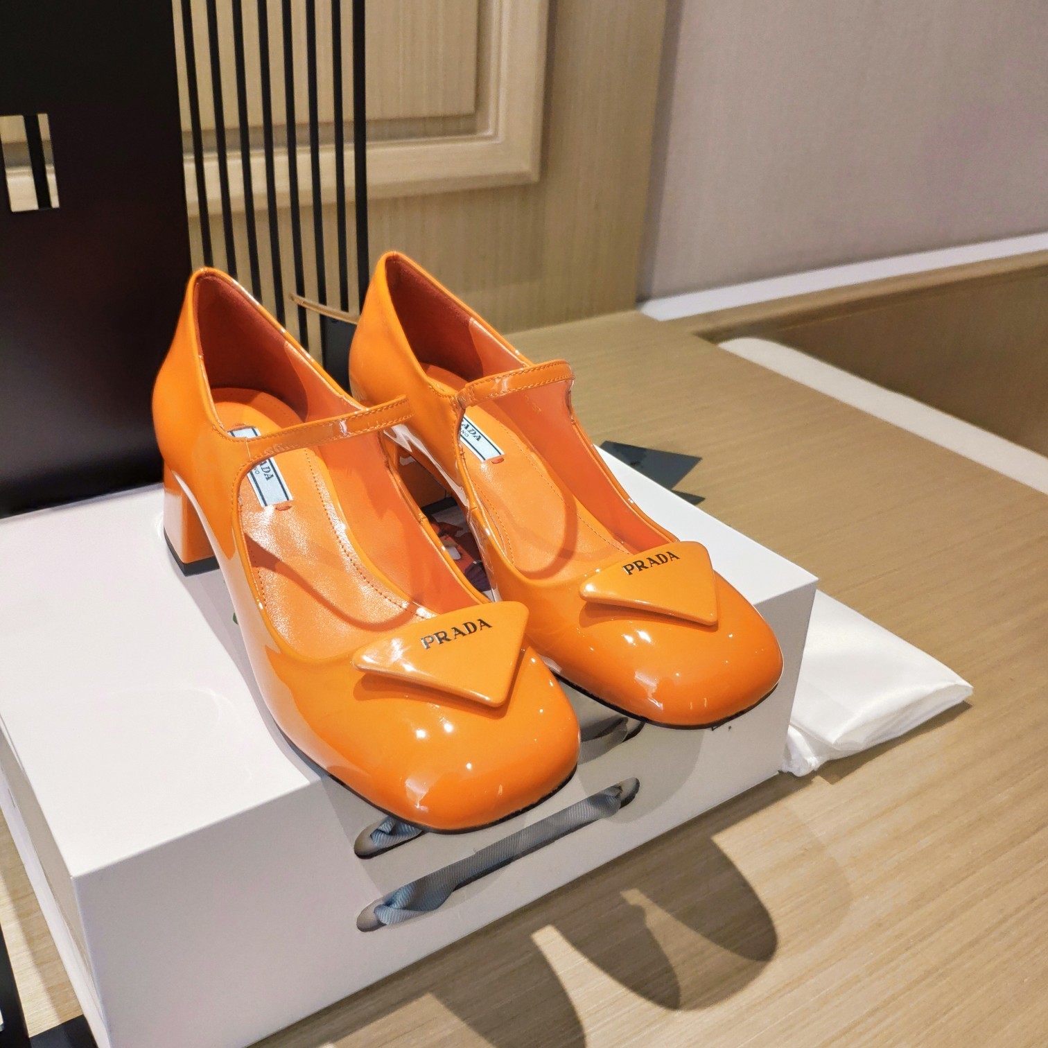 Prada Patent Pumps Orange For Women 1.8in/45mm Prada