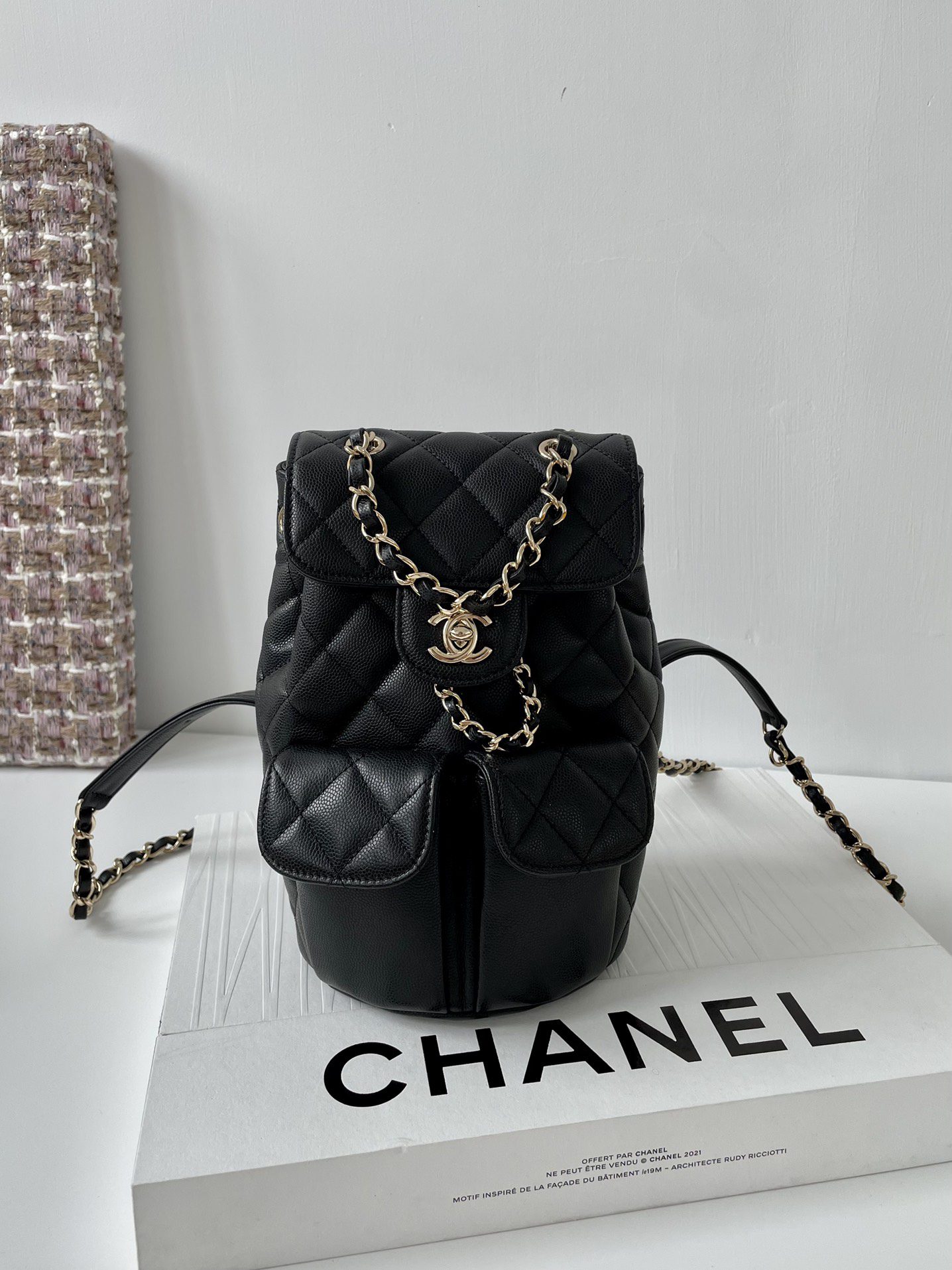 Chanel Medium BackPack Bag Black For Women, Women’s Bags 9.8in/25cm