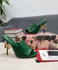 Dolce & Gabbana Lguana-Print Mules Green For Women DG Shoes
