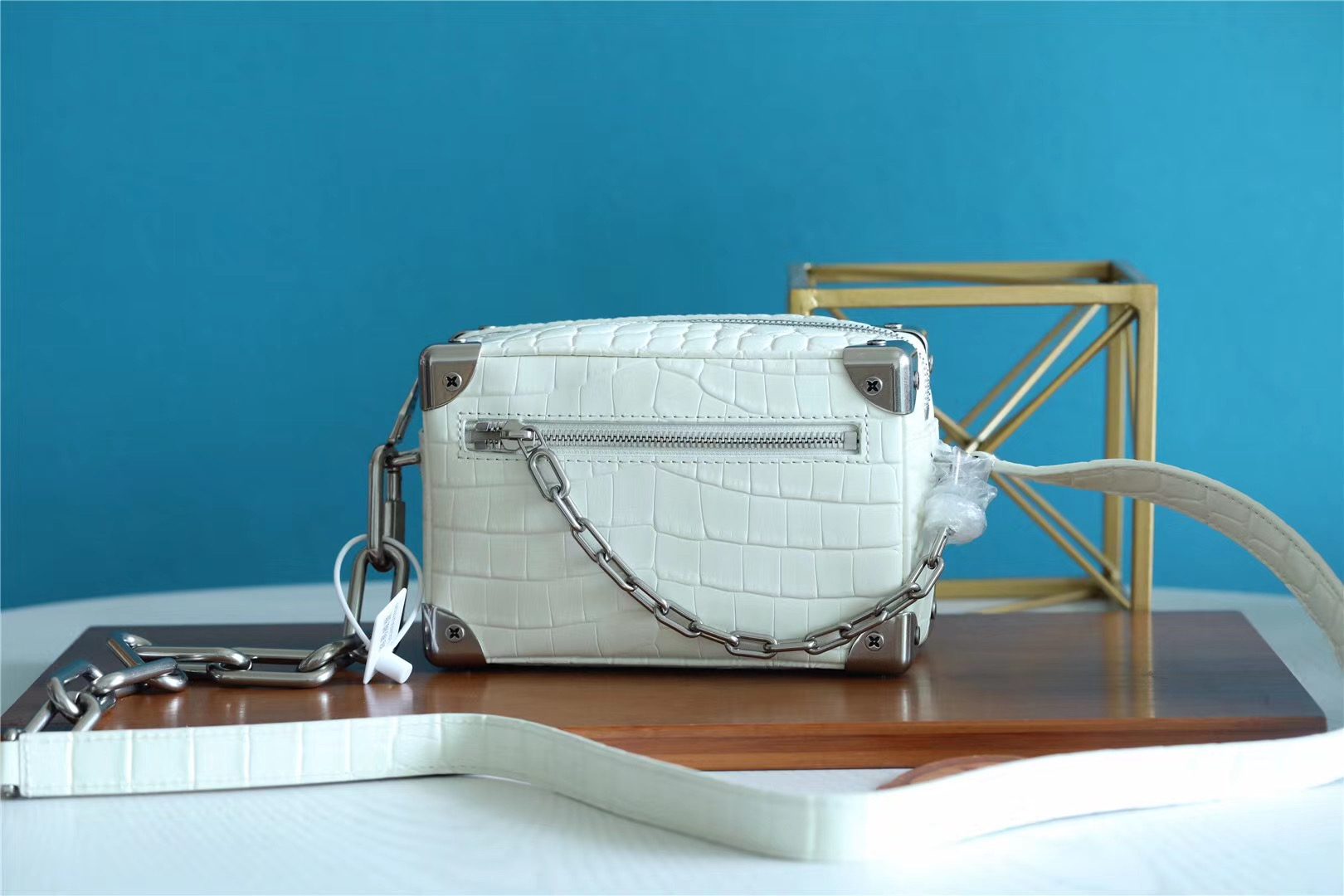 Louis Vuitton Mini Soft Trunk Crocodilian White For Men, Men’s Bags, Shoulder And Crossbody Bags 7.2in/18.5cm LV N98495