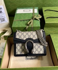 Gucci Dionysus Mini Bag Beige And Blue Gucci Supreme Canvas For Women 7.5in/20cm