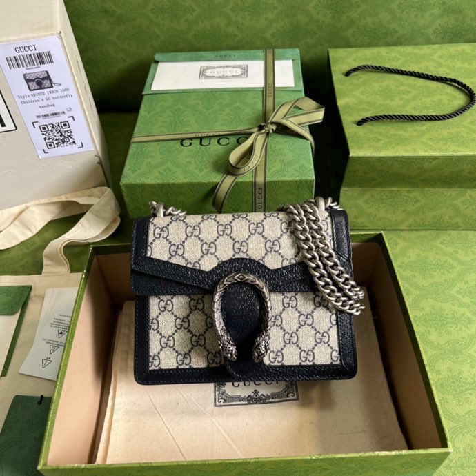 Gucci Dionysus Mini Bag Beige And Blue Gucci Supreme Canvas For Women 7.5in/20cm