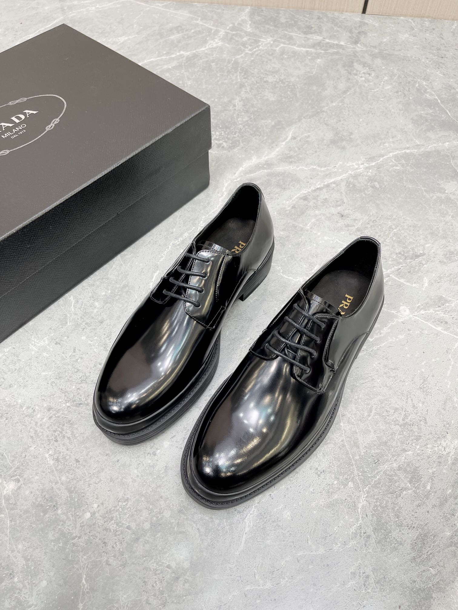 Prada Brushed Shoes Black For Men 1.6in/40mm Prada