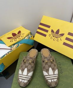 Gucci x Adidas Women’s Gucci Trefoil Slipper Beige For Women GG