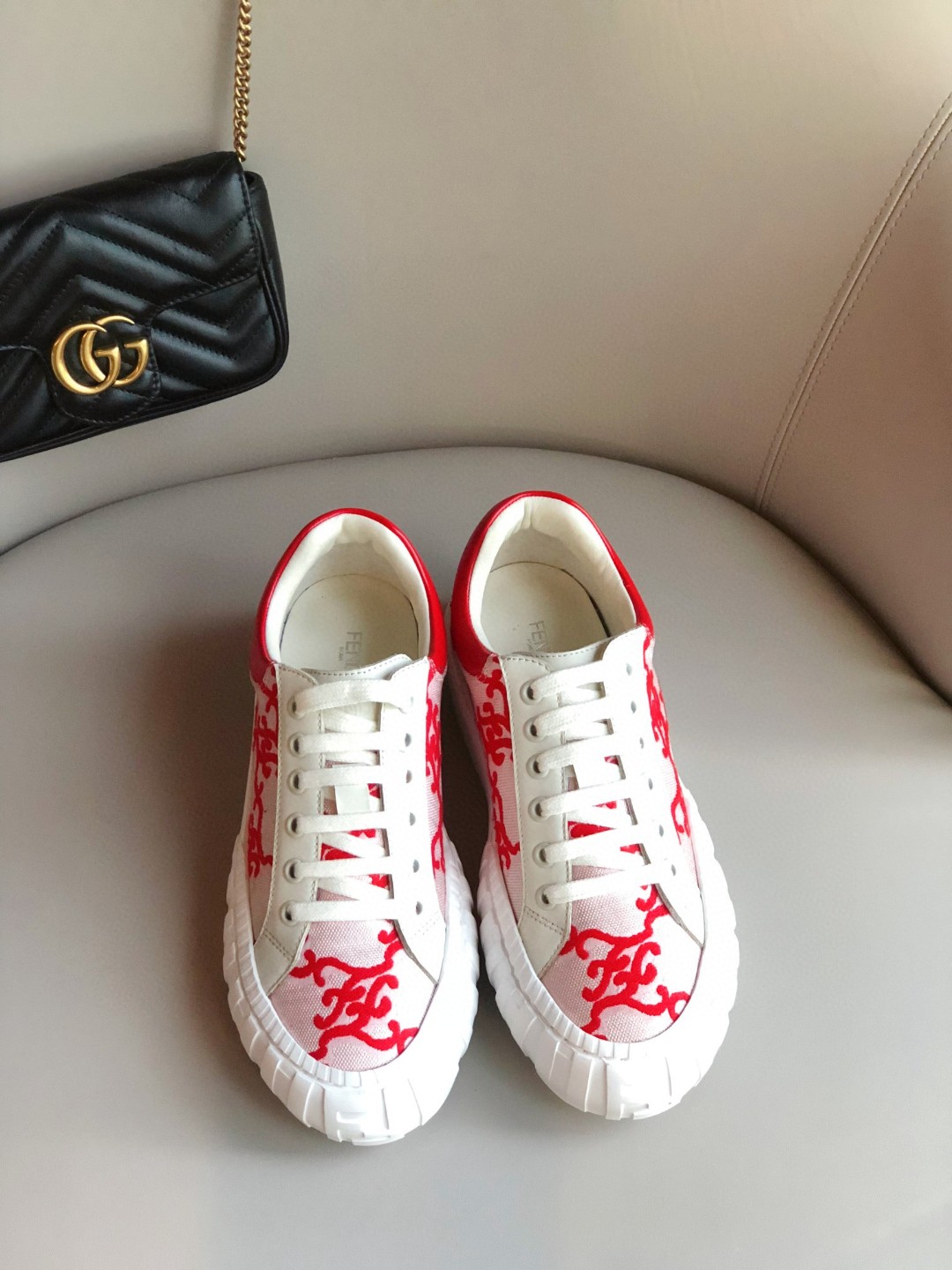 Fendi Force Low Tops Sneakers Red For Men 7E1520