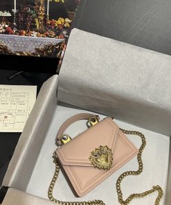 Dolce & Gabbana Small Devotion Bag In Plain Pale Pink For Women 7.5in/19cm DG BB6711AV89380412