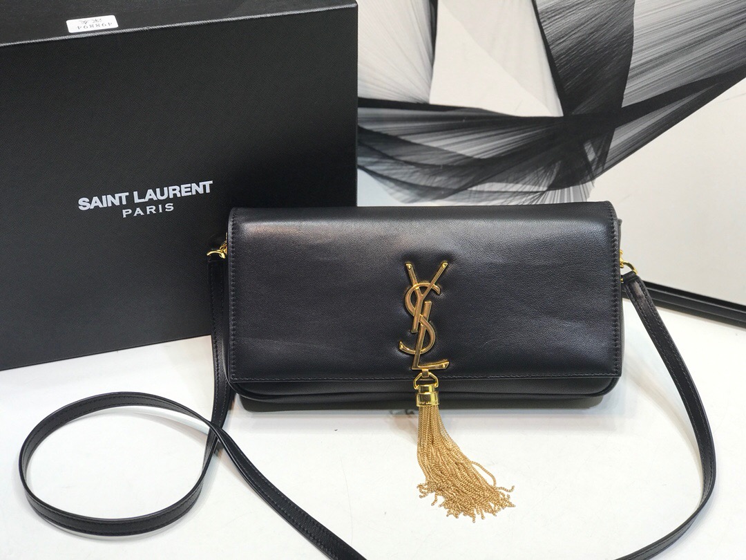 Yves Saint Laurent Kate Tassel Small Shoulder Bag Black For Women 10.2in/26cm YSL P00483545