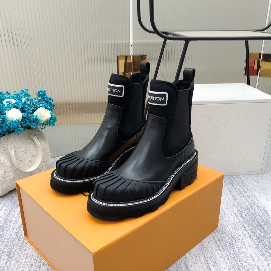 Louis Vuitton LV Beaubourg Ankle Boot Neoprene Black For Women LV