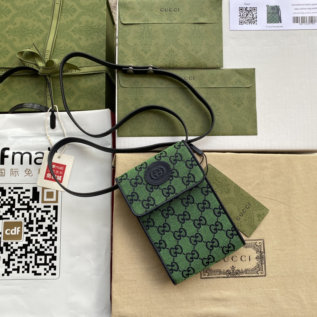 GGMini Bag In Green Gucci Canvas For Women 7in/18cm Gucci 657582