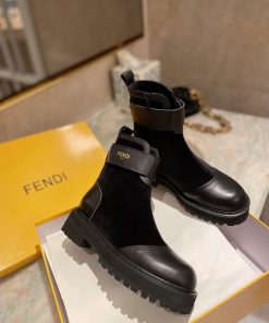 Fendi Junior Biker Boots Black For Women FF