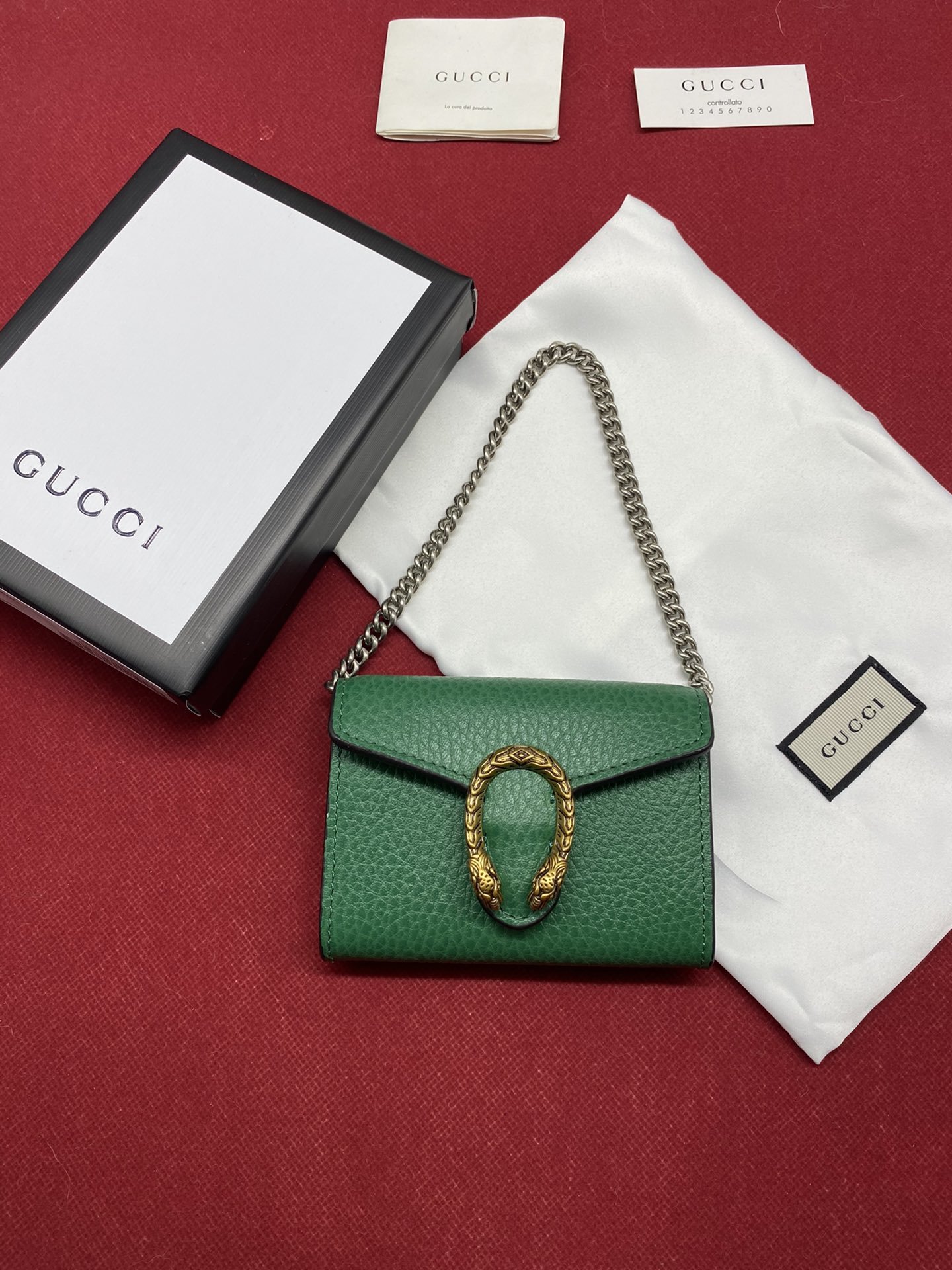 Gucci Super Mini Dionysus Chain Bag Emerald Green Metal-Free Tanned For Women 4in/11cm GG