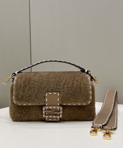Fendi Baguette Beige Sheepskin Bag For Woman 27cm/10.5in 8BR600AH96F1F7O
