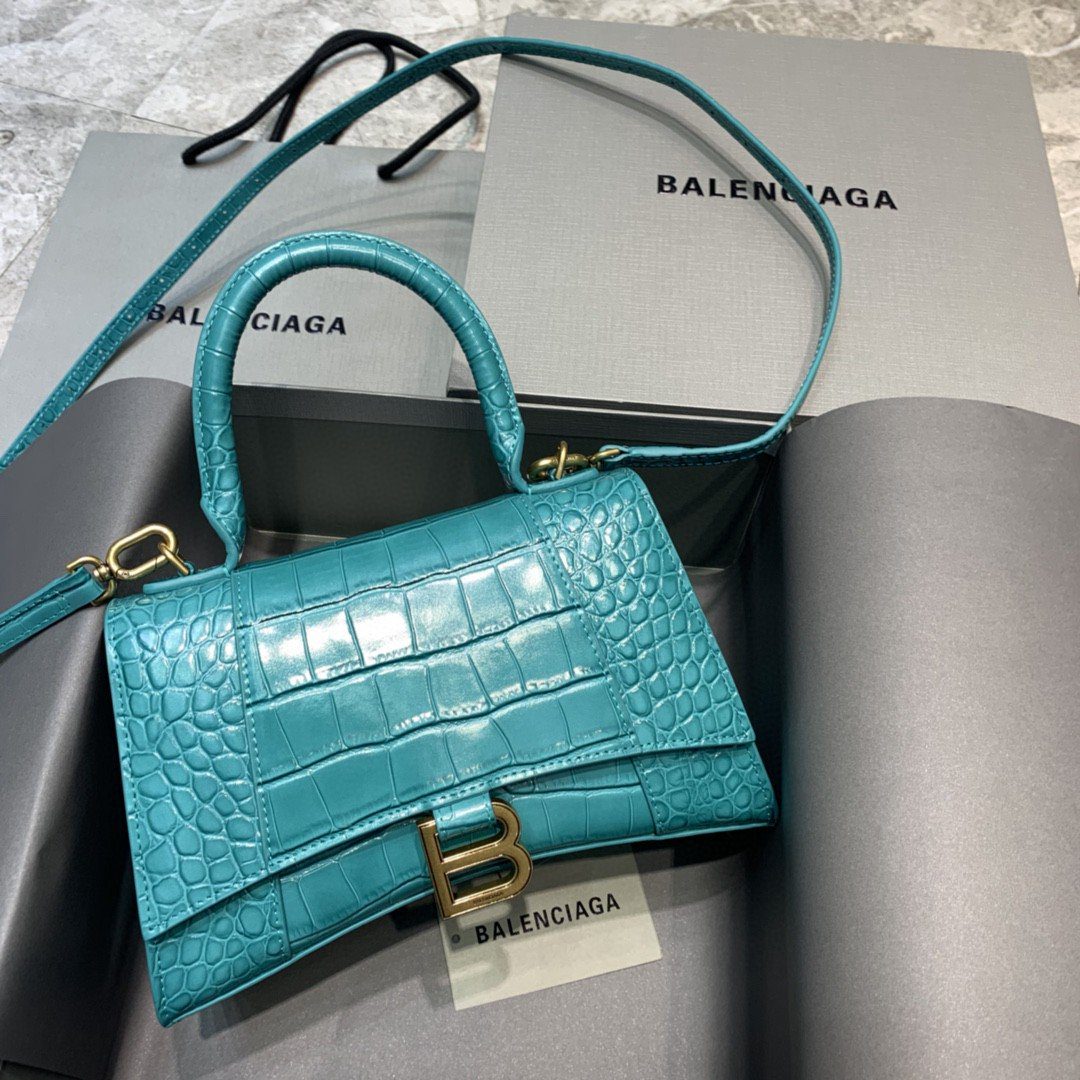 BALENCIAGA Hourglass Small Handbag In Blue, For Women, Women’s Bags 9in/23cm