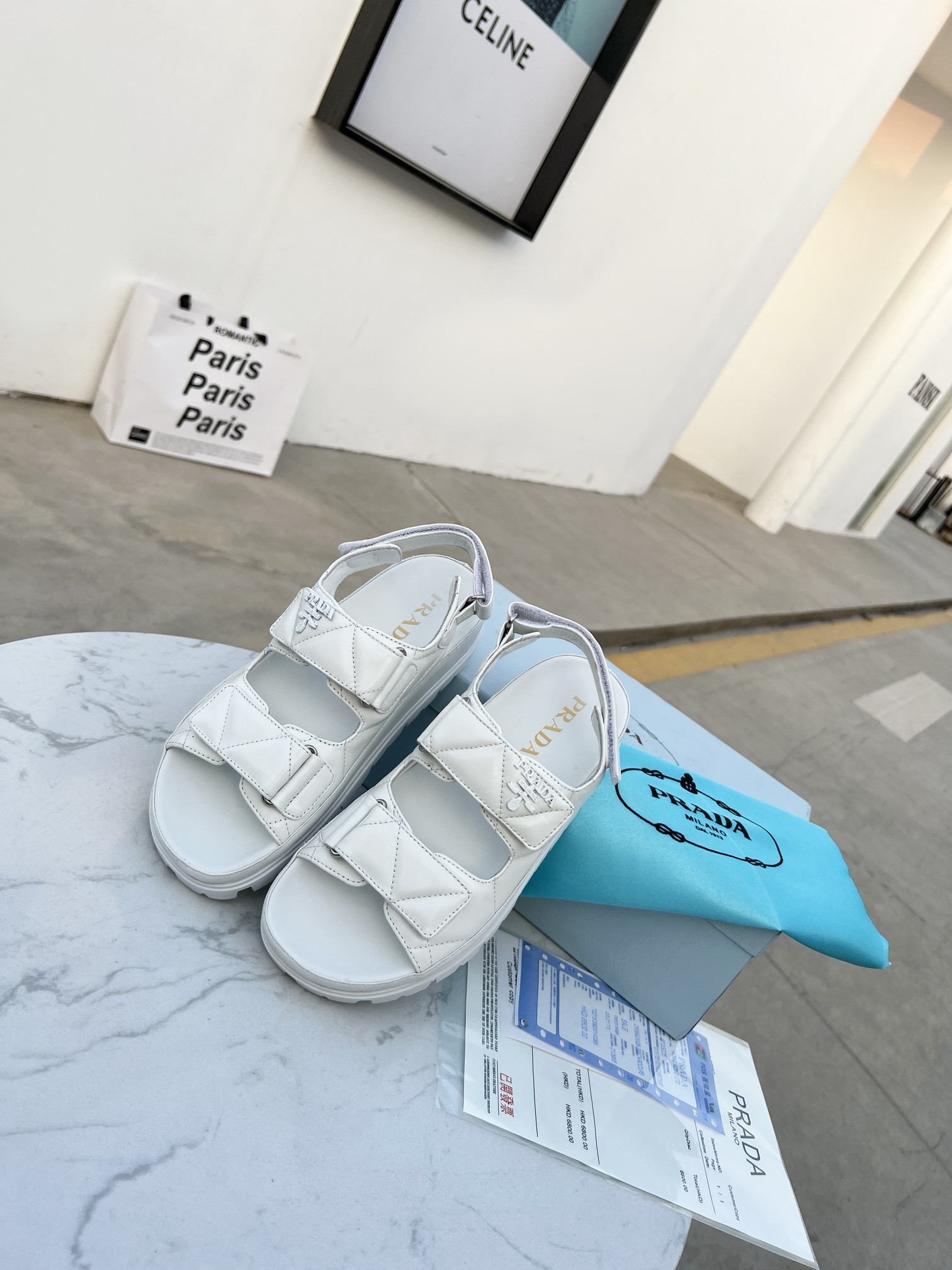 Prada Padded Nappa Sandals White For Women 0.8in/20mm Prada 1X721M_038_F0009_F_020