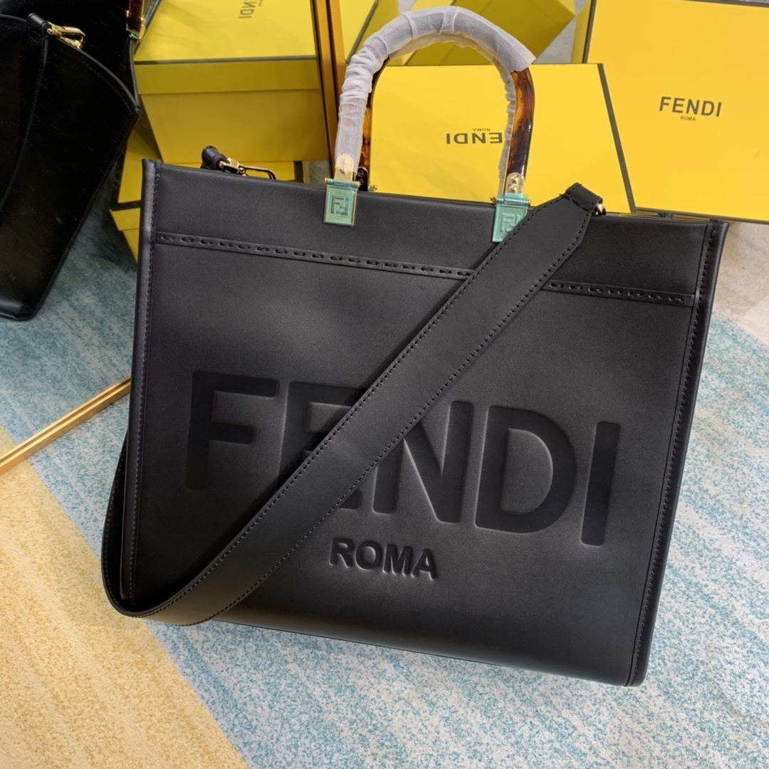 Fendi Sunshine Medium Black For Women, Women’s Handbags, Shoulder And Crossbody Bags 13.7in/35cm FF 8BH386ABVLF0KUR