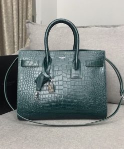 Yves Saint Laurent Sac De Jour Small In Embossed Crocodile Green For Women 12.5in/32cm YSL 