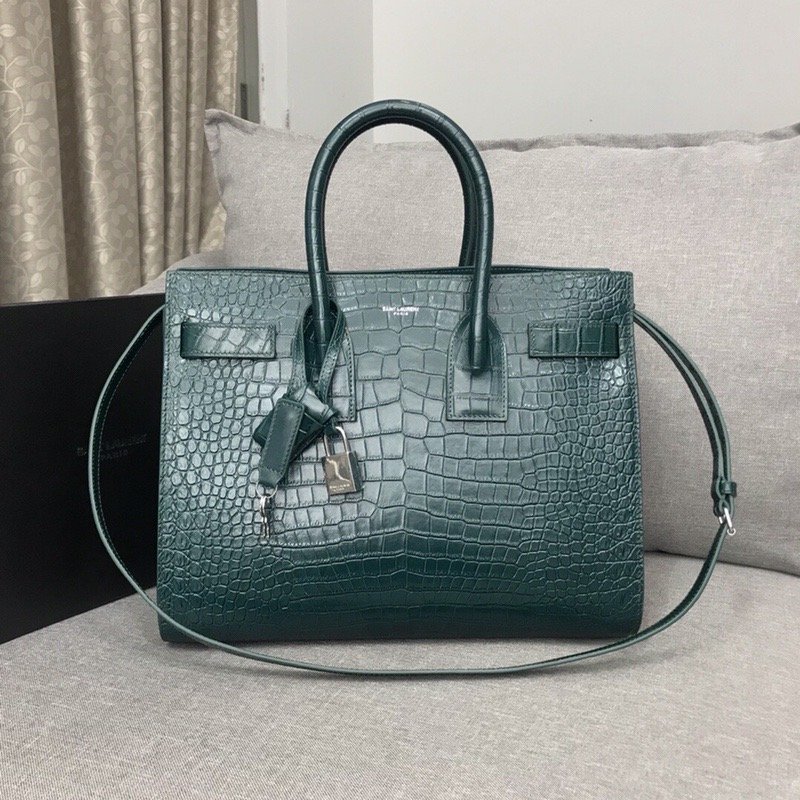 Yves Saint Laurent Sac De Jour Small In Embossed Crocodile Green For Women 12.5in/32cm YSL 