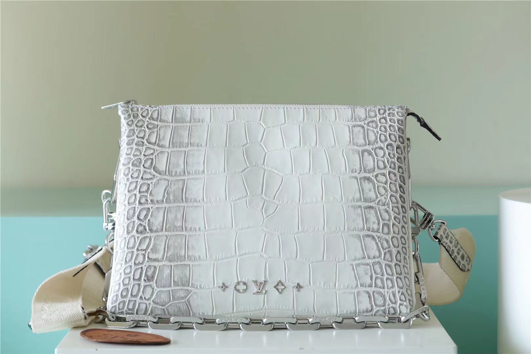 Louis Vuitton Coussin PM High Shiny Alligator White For Women, Women’s Handbags, Shoulder And Crossbody Bags 10.2n/26cm LV