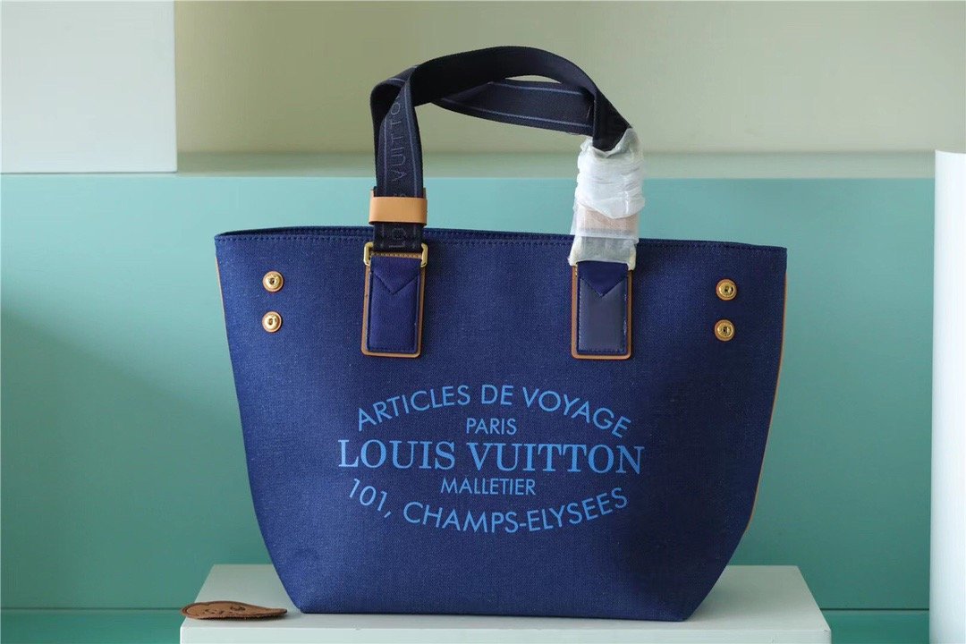 Louis Vuitton Cabas PM Plan Soleil Denim Canvas Blue For Women, Women’s Handbags 11.8in/30cm LV  M94144
