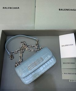 BALENCIAGA Gossip Small On Chain Shoulder Bag Blue, For Women, Women’s Bags 7.4in/19cm