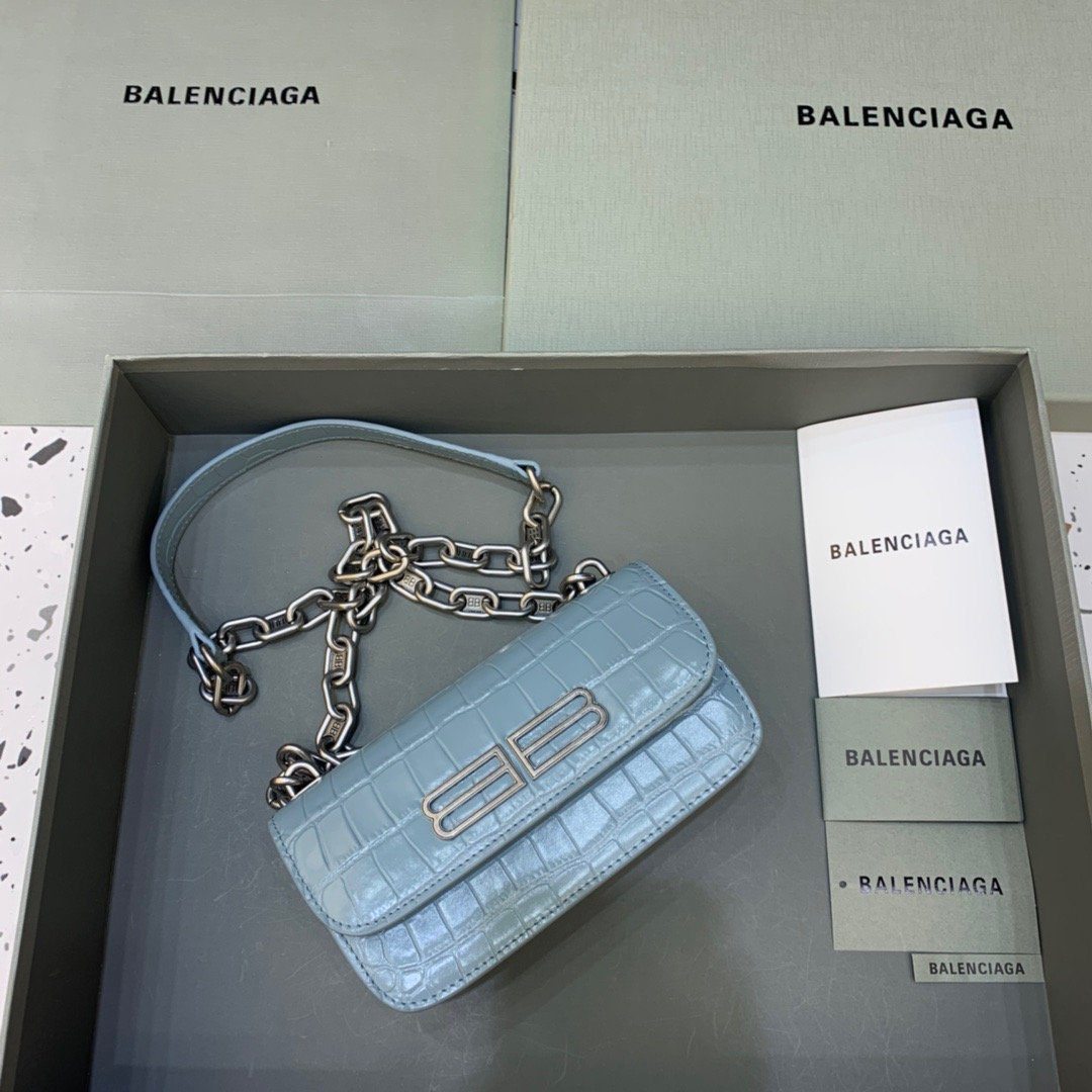 BALENCIAGA Gossip Small On Chain Shoulder Bag Blue, For Women, Women’s Bags 7.4in/19cm