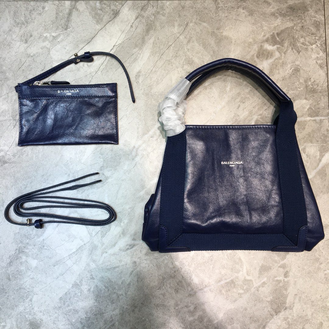 BALENCIAGA Navy Small Cabas Tote Bag In Blue, For Women, Women’s Bags 18.5in/47cm