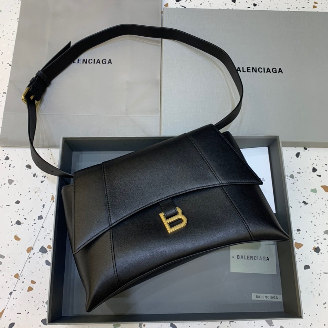 BALENCIAGA Downtown Medium Shoulder Bag In Black, For Women, Women’s Bags 12.6in/32cm