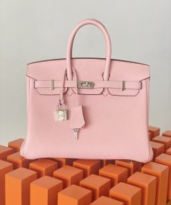 Hermes Birkin Nata Swift Pink For Women Silver Toned Hardware 10in/25cm
