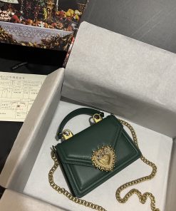 Dolce & Gabbana Small Devotion Bag In Plain Green For Women 7.5in/19cm DG BB6711AV89380530
