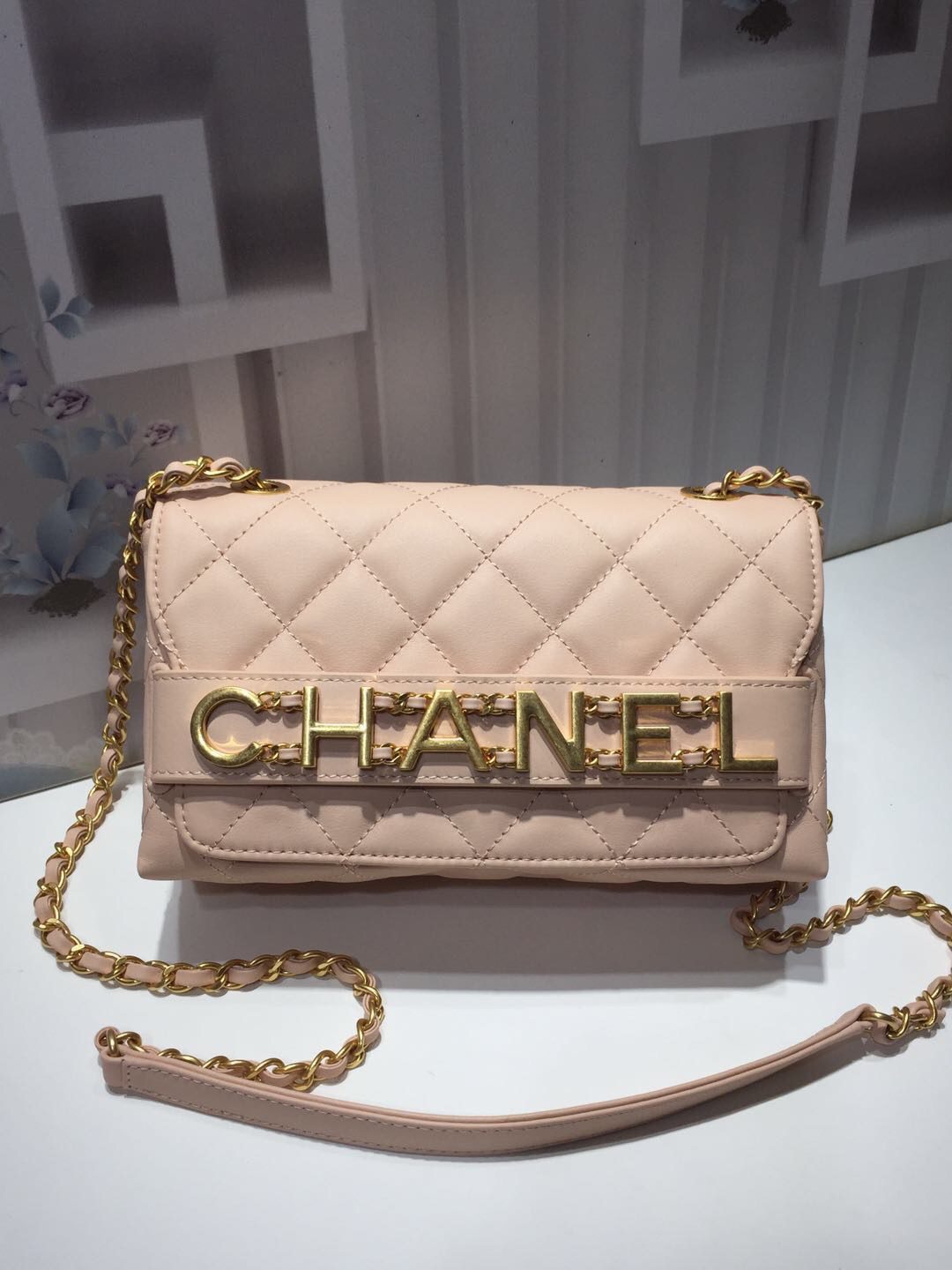 Chanel Front Logo Small Flap Bag Gold Hardware Creme For Women, Women’s Handbags, Shoulder Bags 8.2in/21cm AS1490