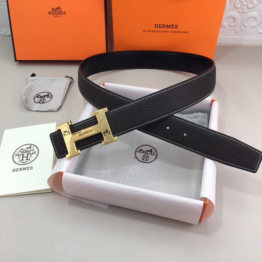 Hermes H Belt Buckle & Reversible Black For Women, Women Belt