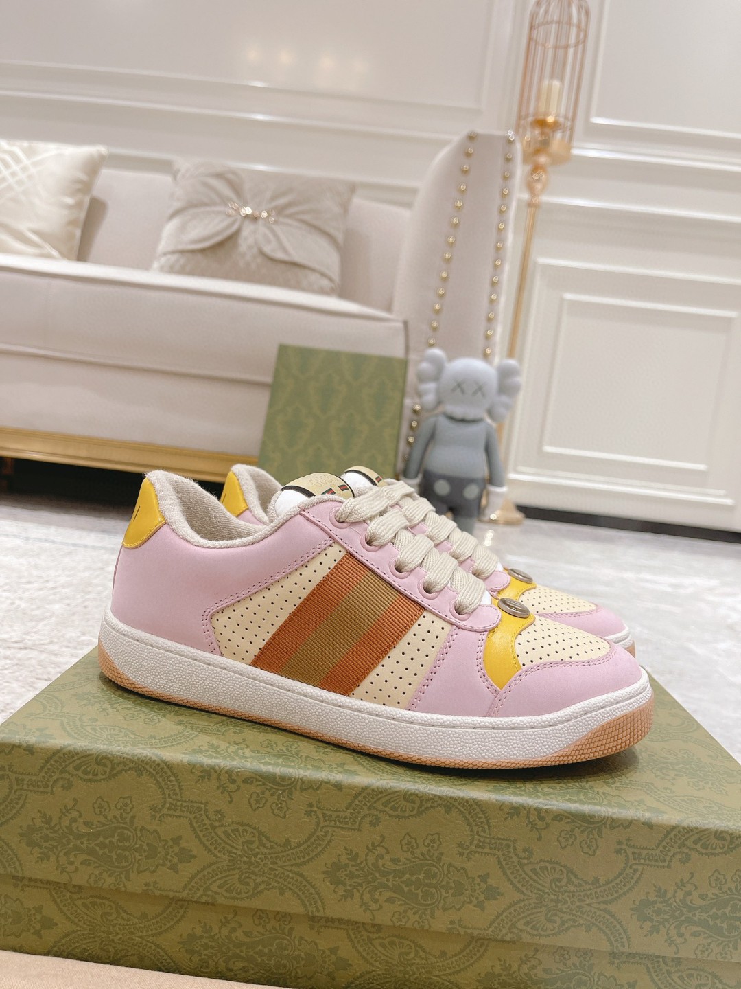 Gucci Lovelight Screener Sneaker Pale Pink For Women Gucci Shoes 708295 0YIA0 6960