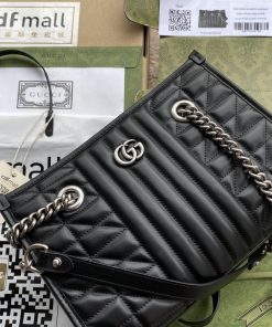Gucci Marmont Small Tote Bag Black Matelasses For Women 10.4in/26.5cm Gucci 681483 UM8BN 1000