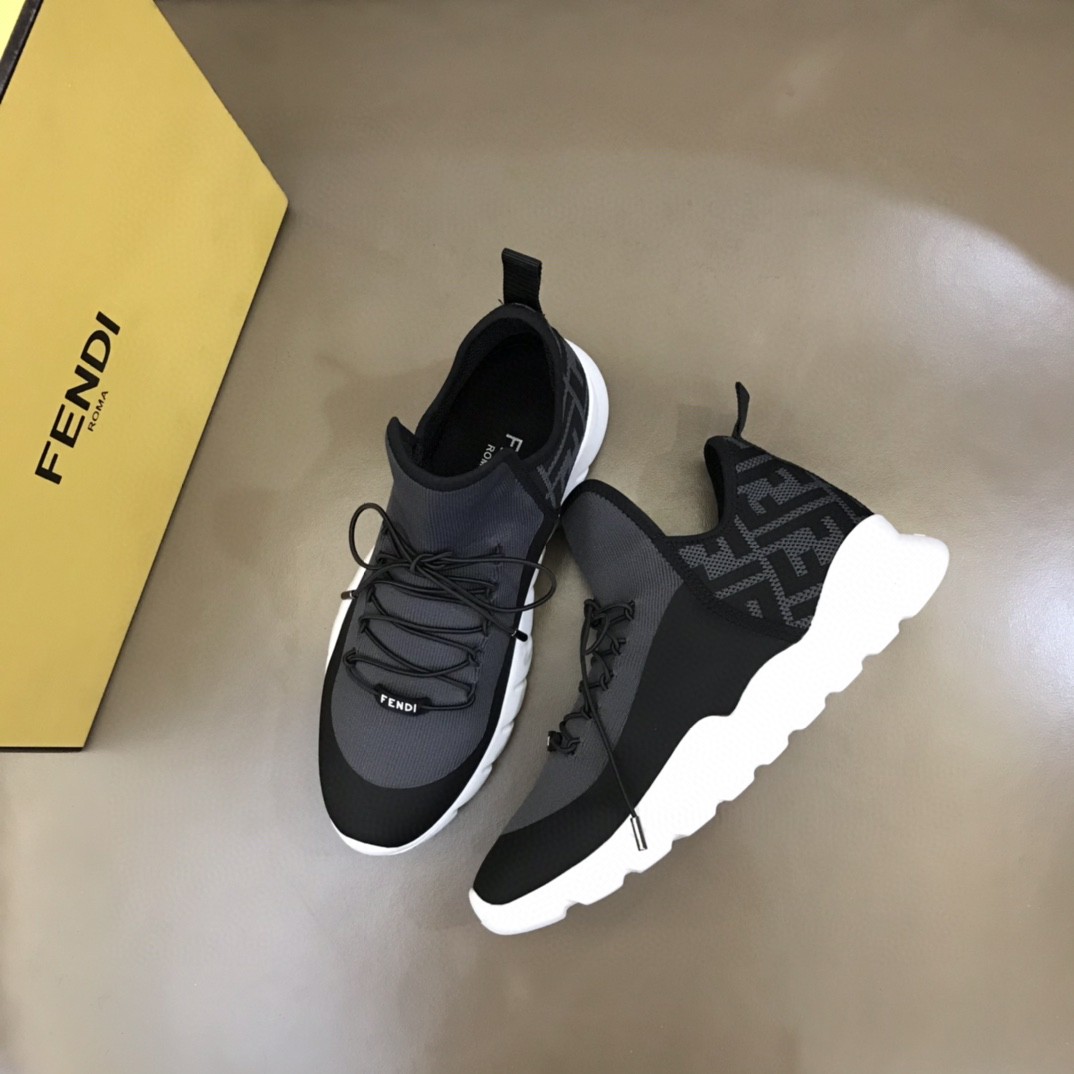 Fendi High Top Sneakers Black For Men