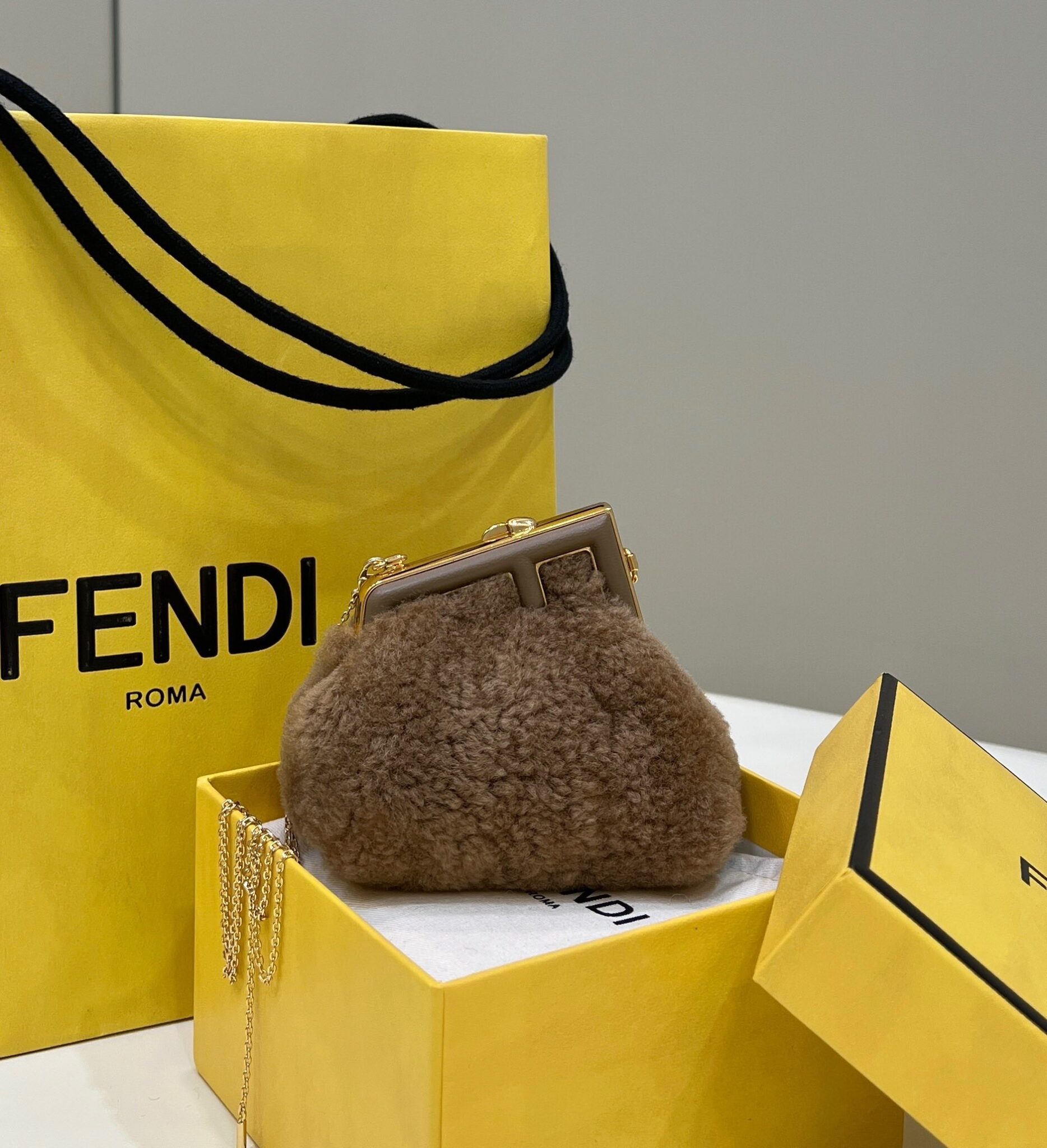 Fendi First Mini Brown Mink Bag For Woman 11.5cm/4in