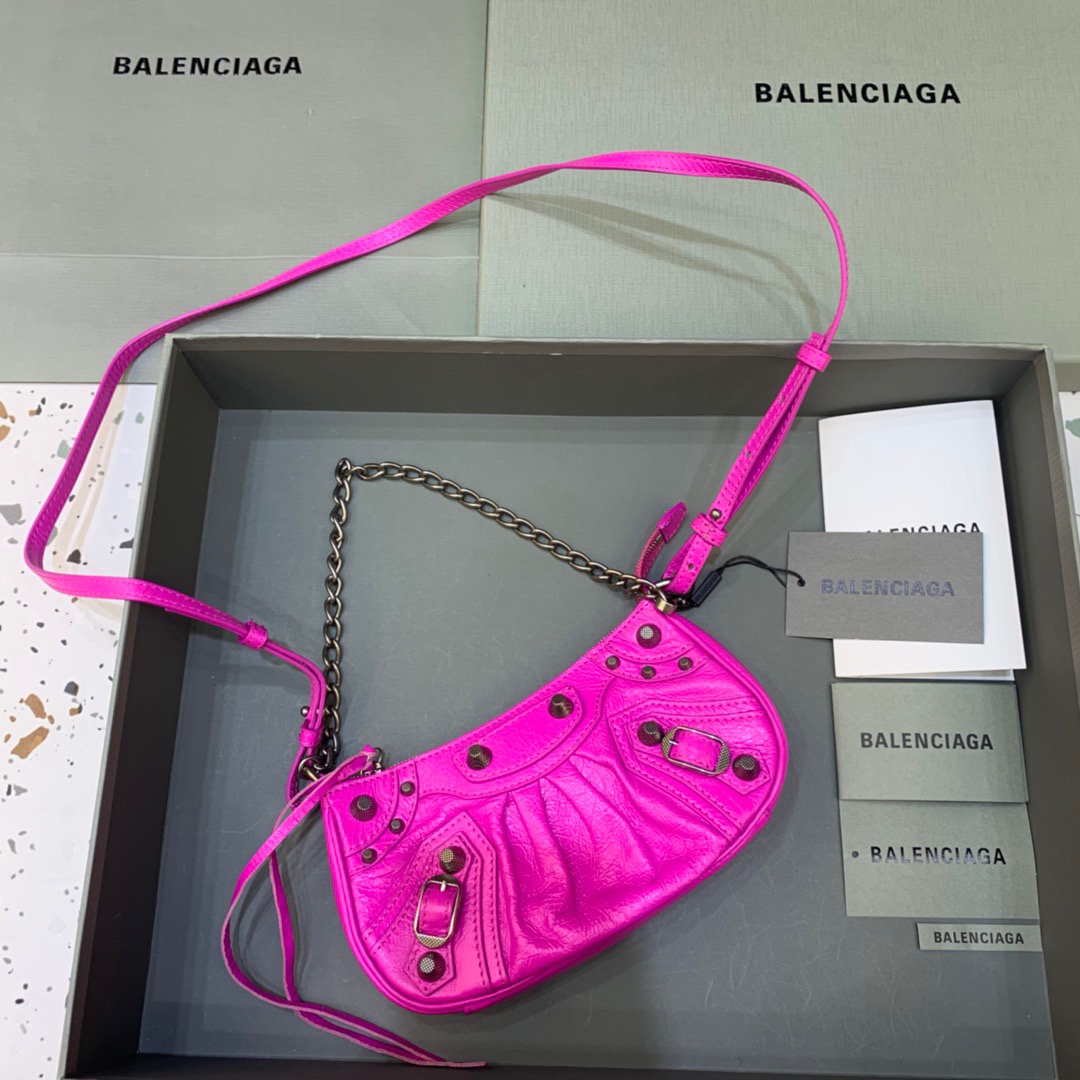 BALENCIAGA Le Cagole Mini Bag With Chain In Dark Pink, For Women, Women’s Bags 8.2in/21cm