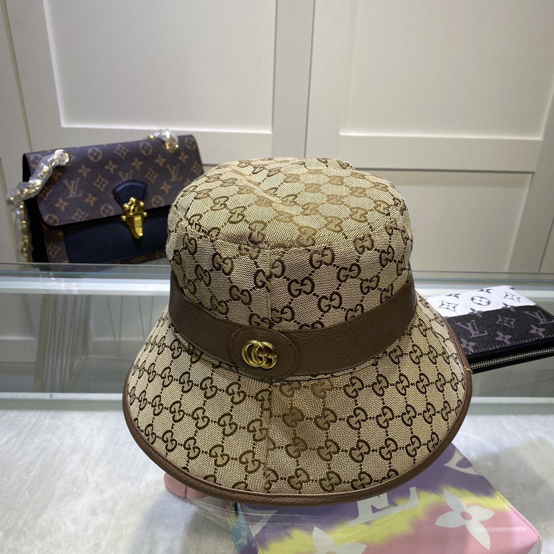 GUCCI Canvas Bucket Hat Brown