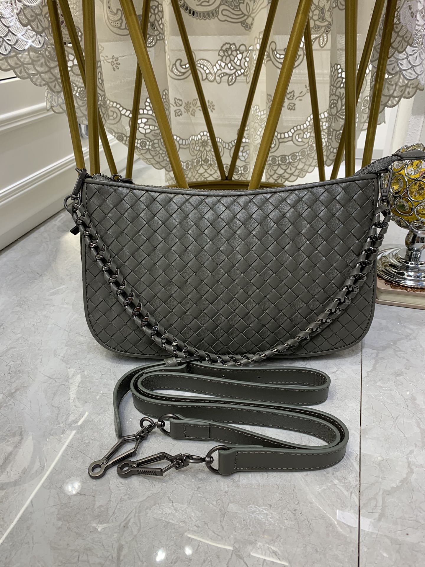Bottega Veneta Crossbody Bag Cinereous, For Women, Women’s Bags 9.4in/24cm