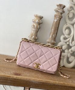 Chanel Classic Diamond Flap Bag Light Pink For Women, Women’s Bags 9.1in/23cm