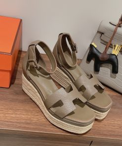 Hermes Doll 40 Espadrilles Kaki For Women 1.6in/4cm