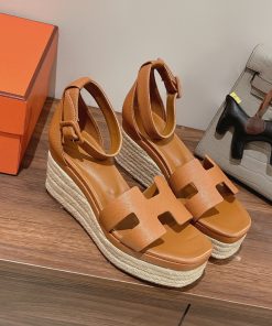 Hermes Doll 40 Espadrilles Brown For Women 1.6in/4cm