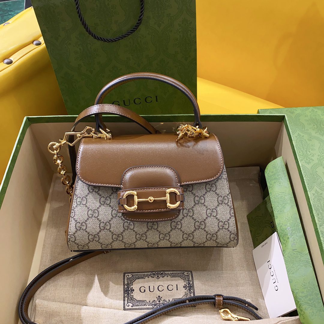 Gucci Horsebit 1955 Mini Bag Brown For Women, Women’s Bags 8.7in/22cm Gucci 703848 9AAAJ 8563