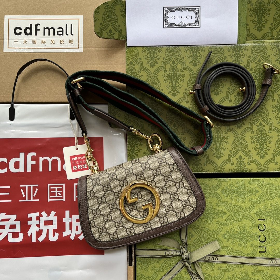 Gucci Blondie Mini Bag Brown And Beige For Women, Women’s Bags 8.7in/22cm GG