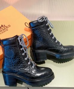 Hermes Fresh Ankle Boot Black For Women 1.6in/4cm