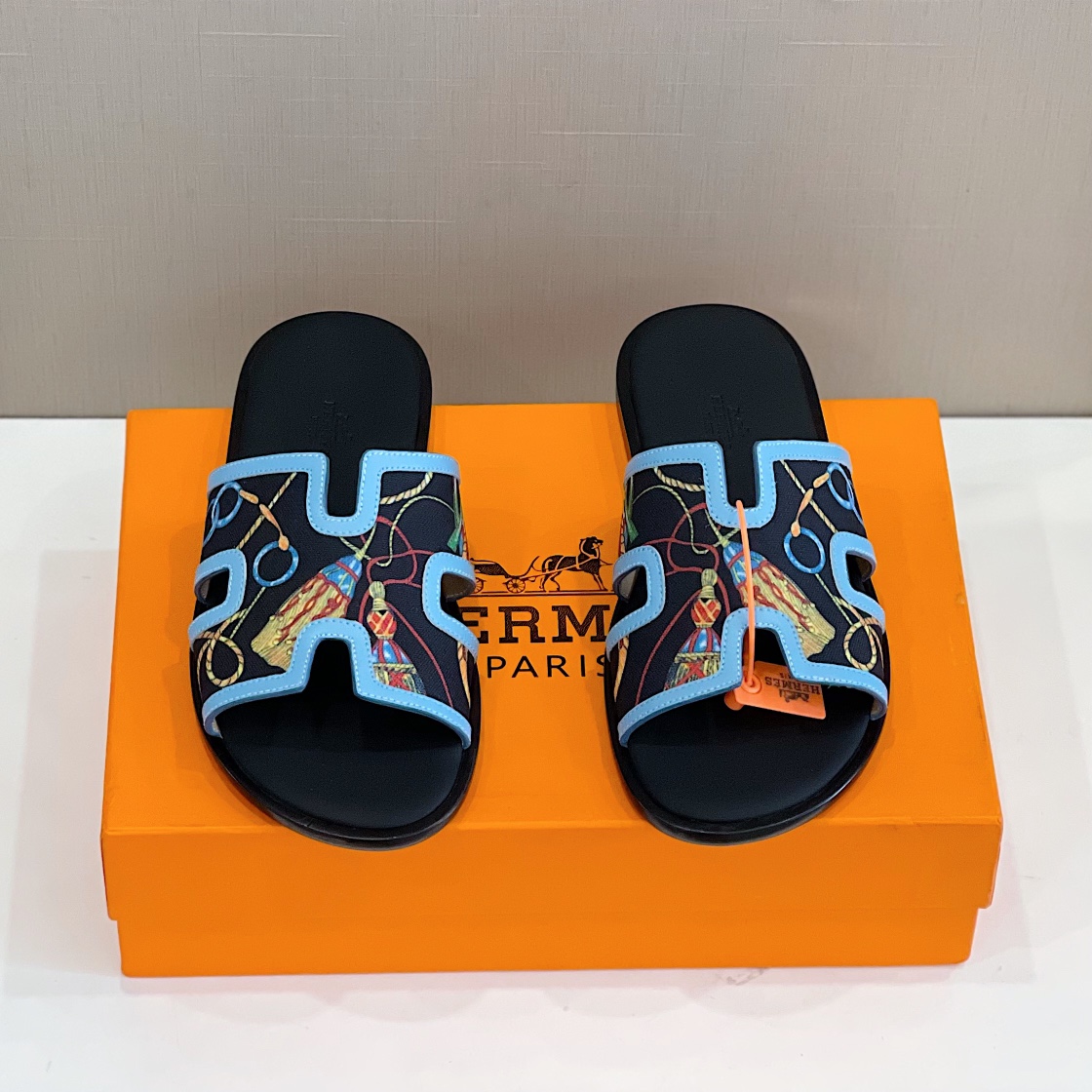 Hermes Izmir Sandal Blue And Multicolor For Men