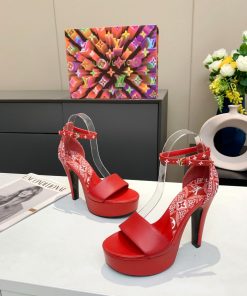 Louis Vuitton Women’s Afterglow Platform Sandal Red And White For Women LV