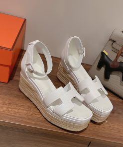 Hermes Doll 40 Espadrilles White For Women 1.6in/4cm